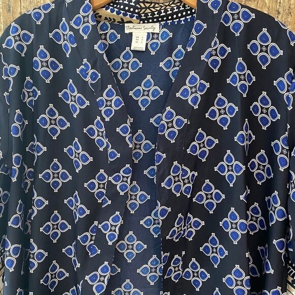 Streetwear Society Sz S Blue Bali Bohemian Open Flowy Concert Event Duster - Picture 7 of 12